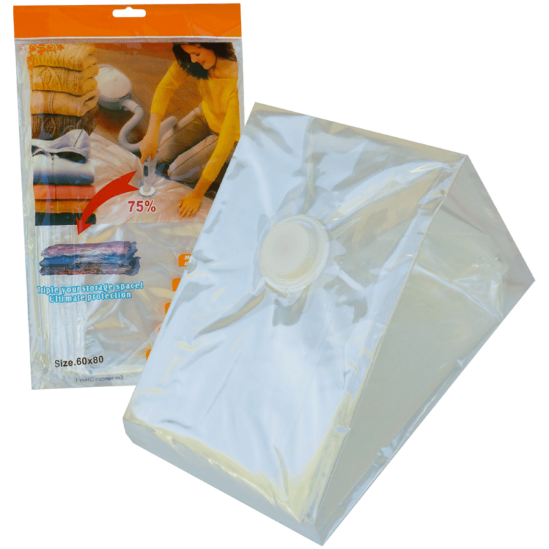 Sac vacuum pentru vidat haine, folie de plastic, transparent, 60 x 80 CM